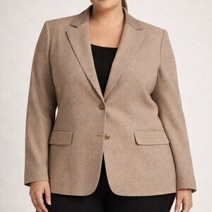 Pendleton Seasonless Wool Houndstooth Blazer Tan Size 14W